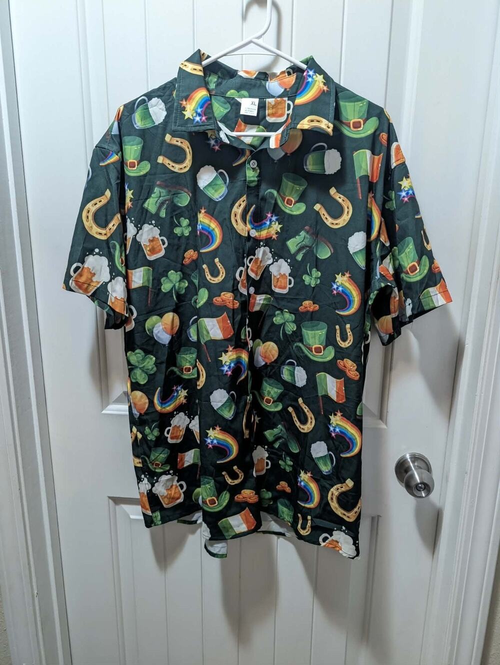 St. Patrick's Day Irish Hawaiian Leprechaun Button Down Shirt Size XL